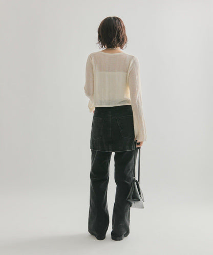 鏤空針織短款開衫