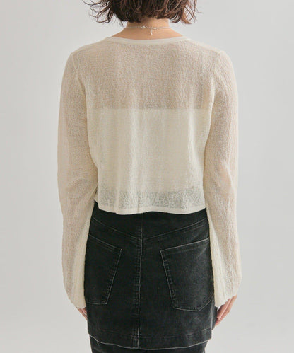 鏤空針織短款開衫