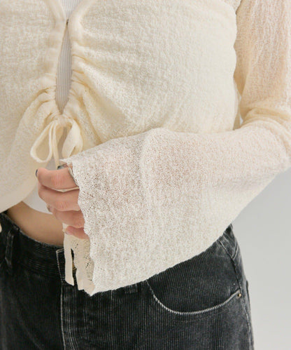 鏤空針織短款開衫