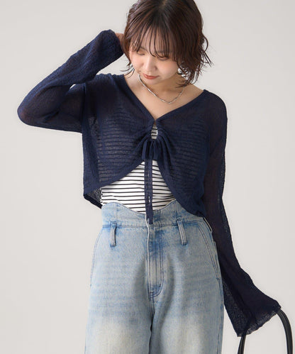 鏤空針織短款開衫