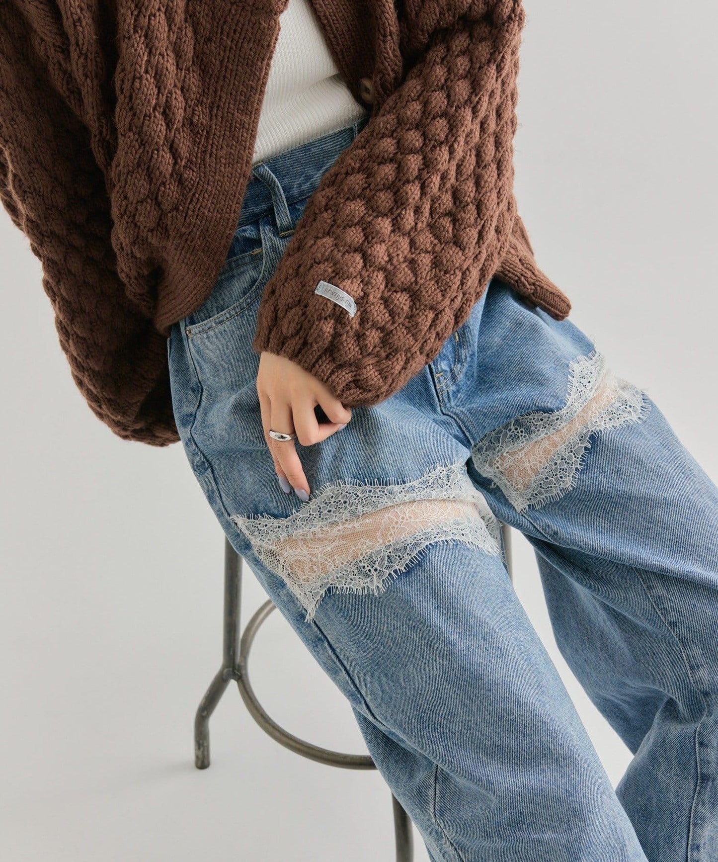 蕾絲拼接牛仔