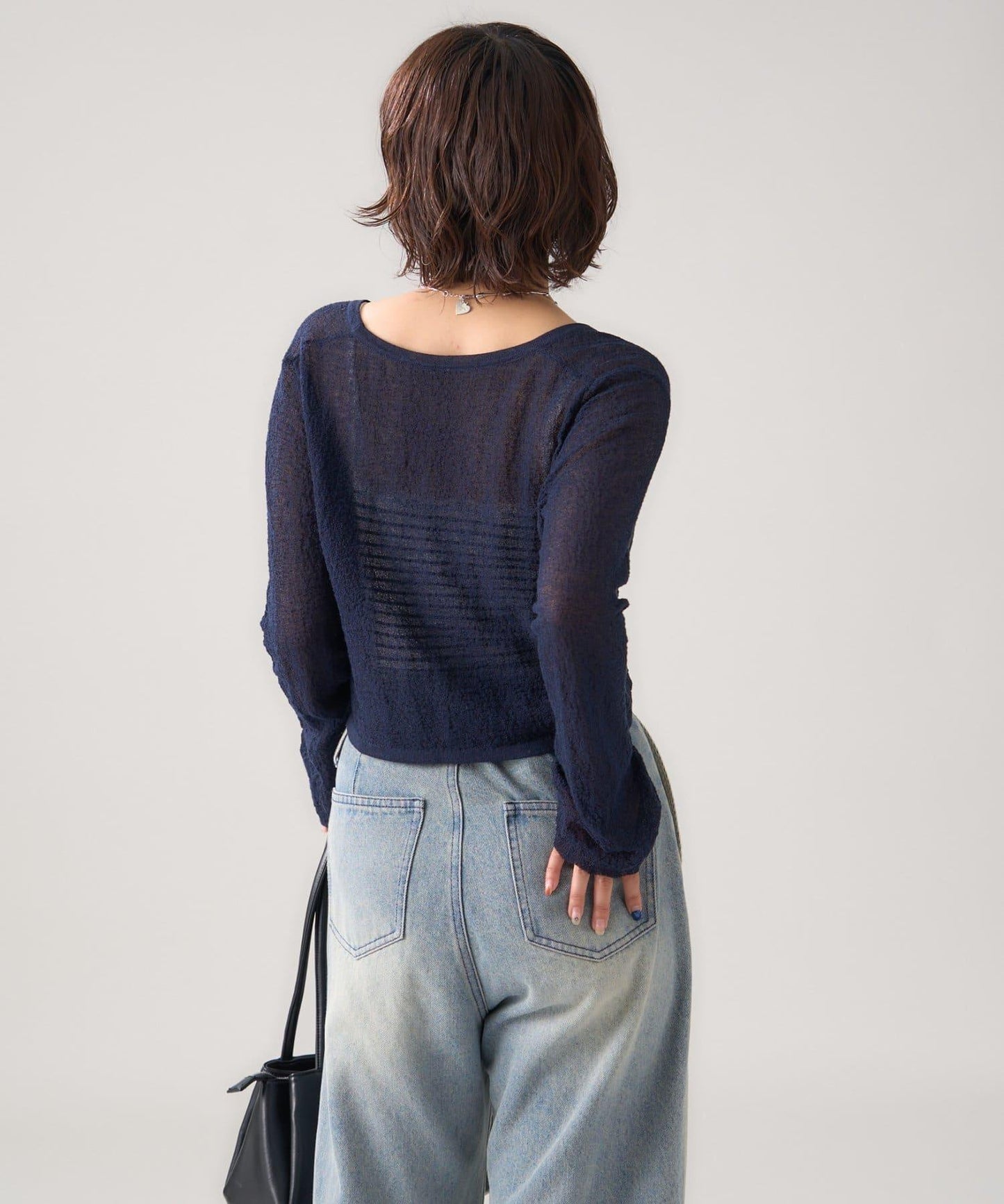 鏤空針織短款開衫