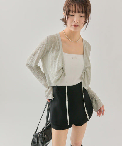 鏤空針織短款開衫