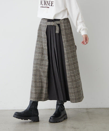 360°立體顯瘦【RMAF】側褶格紋半身裙