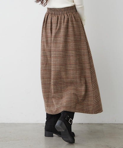 360°立體顯瘦【RMAF】側褶格紋半身裙