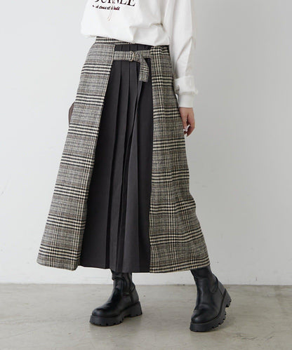 360°立體顯瘦【RMAF】側褶格紋半身裙