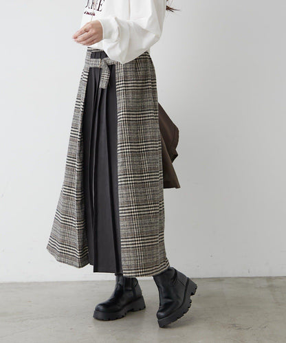 360°立體顯瘦【RMAF】側褶格紋半身裙