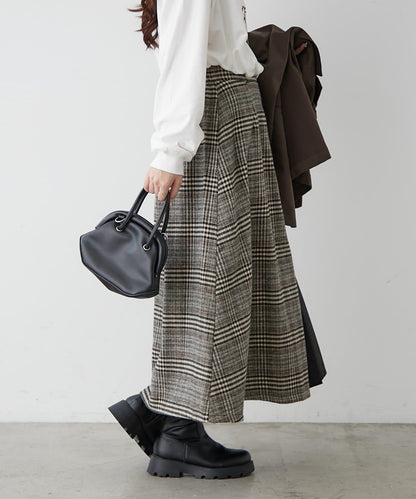 360°立體顯瘦【RMAF】側褶格紋半身裙