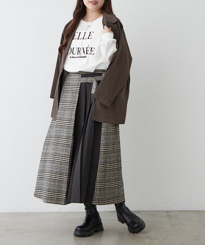 360°立體顯瘦【RMAF】側褶格紋半身裙