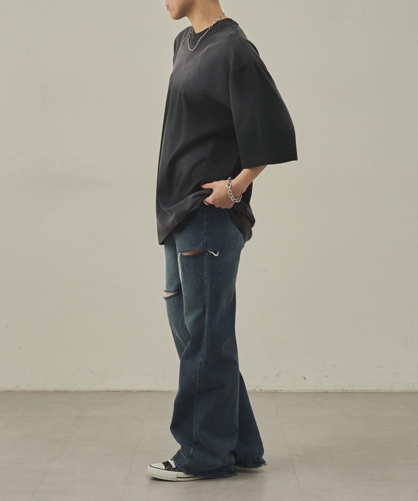 【paradigm】氣烤天竺硫化染噴霧T恤