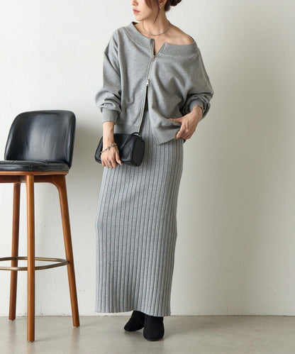 箱型露肩拉鍊上衣