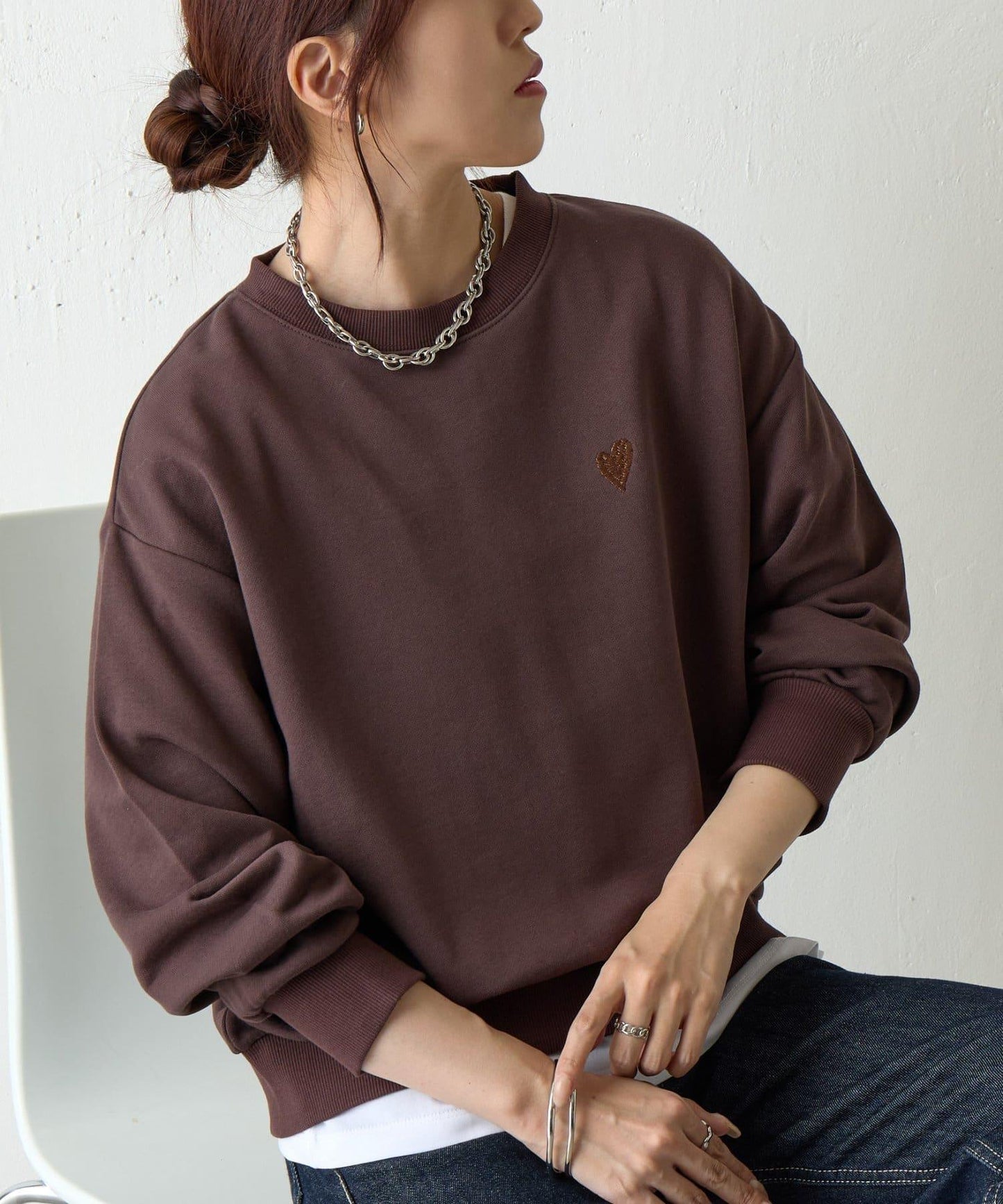 愛心刺繡衛衣套頭衫