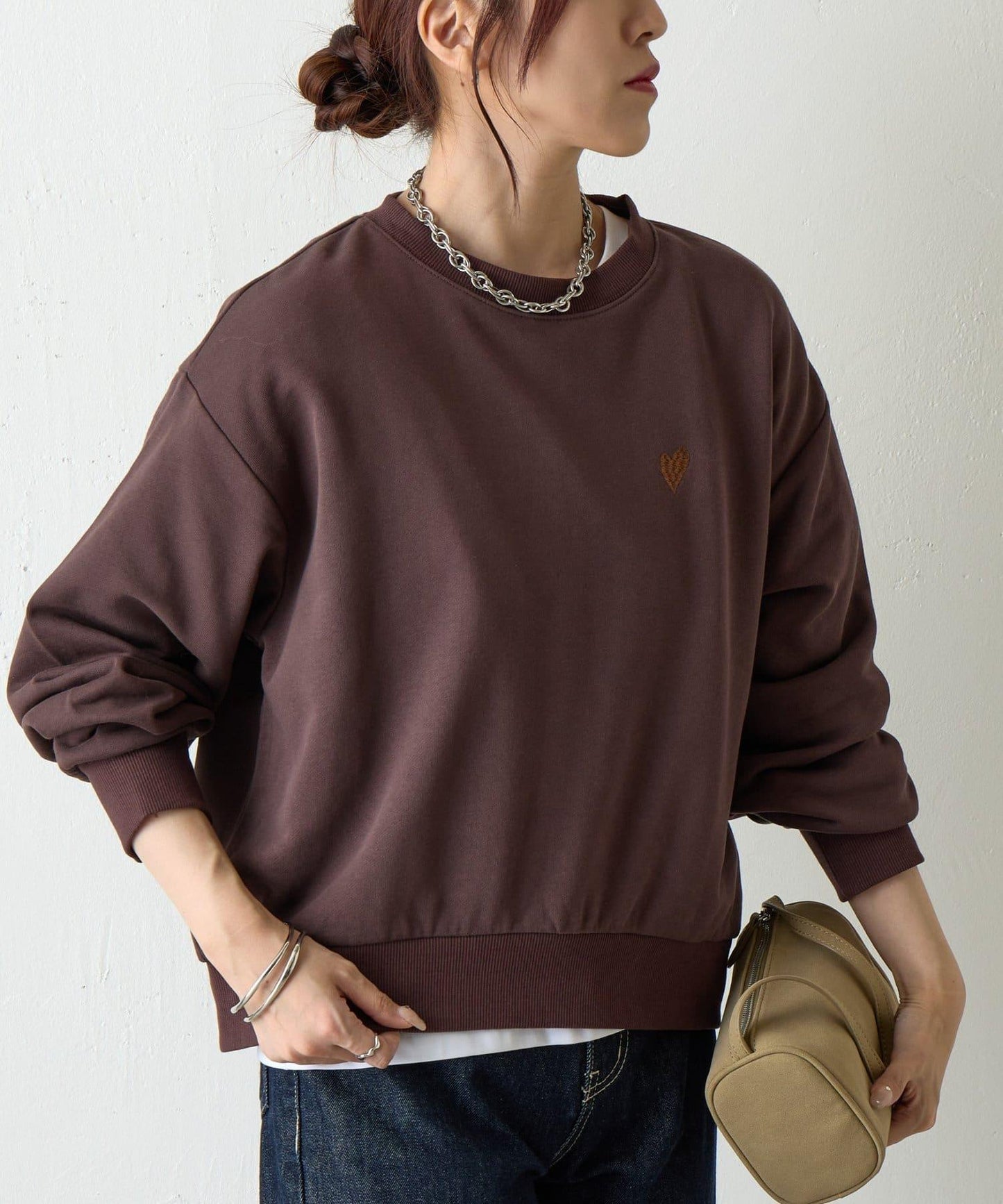 愛心刺繡衛衣套頭衫