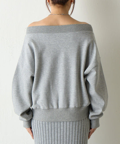 箱型露肩拉鍊上衣