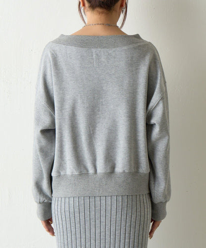 箱型露肩拉鍊上衣