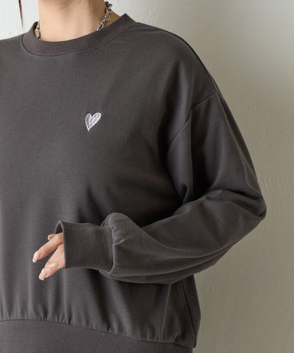 愛心刺繡衛衣套頭衫