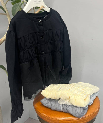 【網店限定】【兒童】2WAY抽褶網紗迷你衛衣開衫