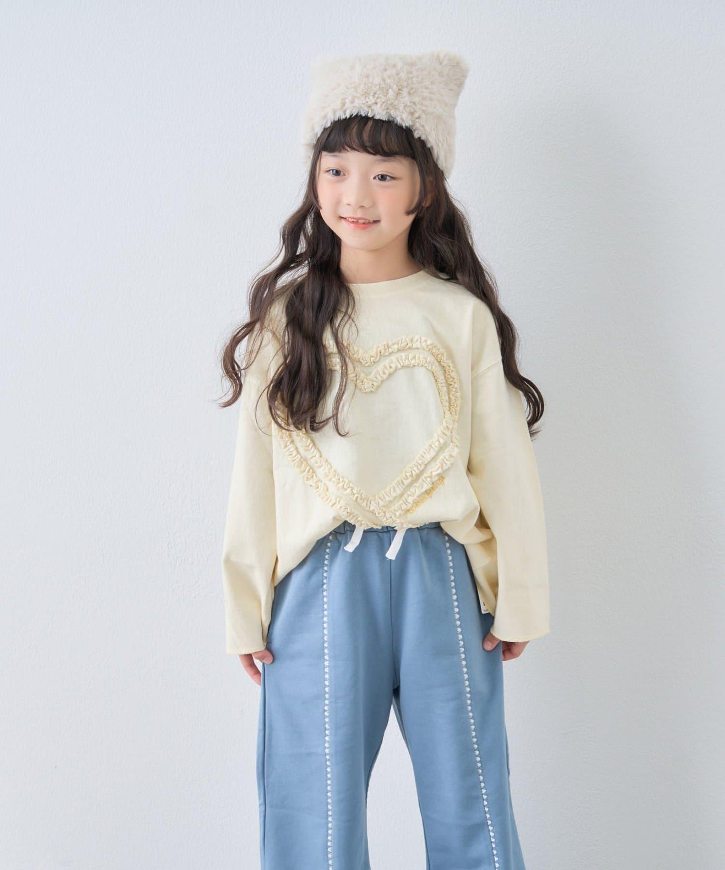 【KIDS】拼色蛤殼縫線微喇叭褲