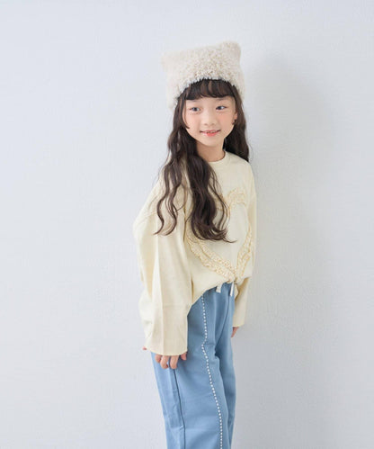 【KIDS】拼色蛤殼縫線微喇叭褲