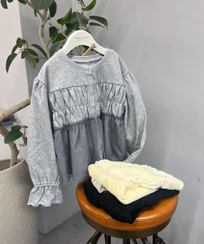 【網店限定】【兒童】2WAY抽褶網紗迷你衛衣開衫