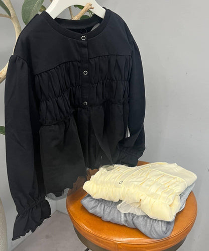 【網店限定】【兒童】2WAY抽褶網紗迷你衛衣開衫