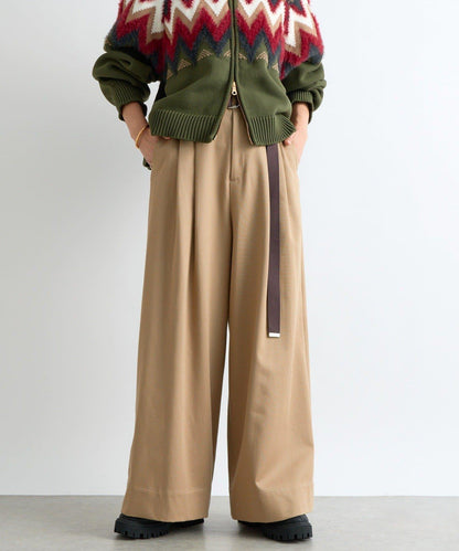 【輕盈感】褶皺工裝寬腿褲