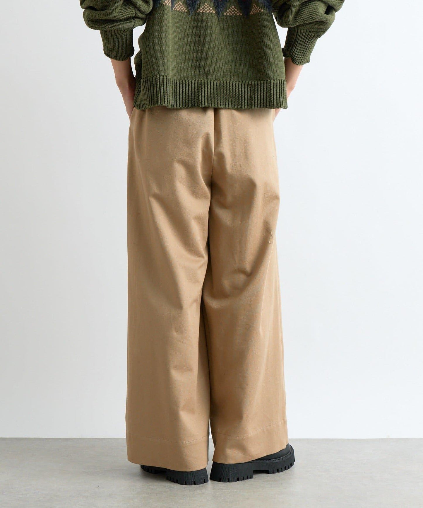 【輕盈感】褶皺工裝寬腿褲