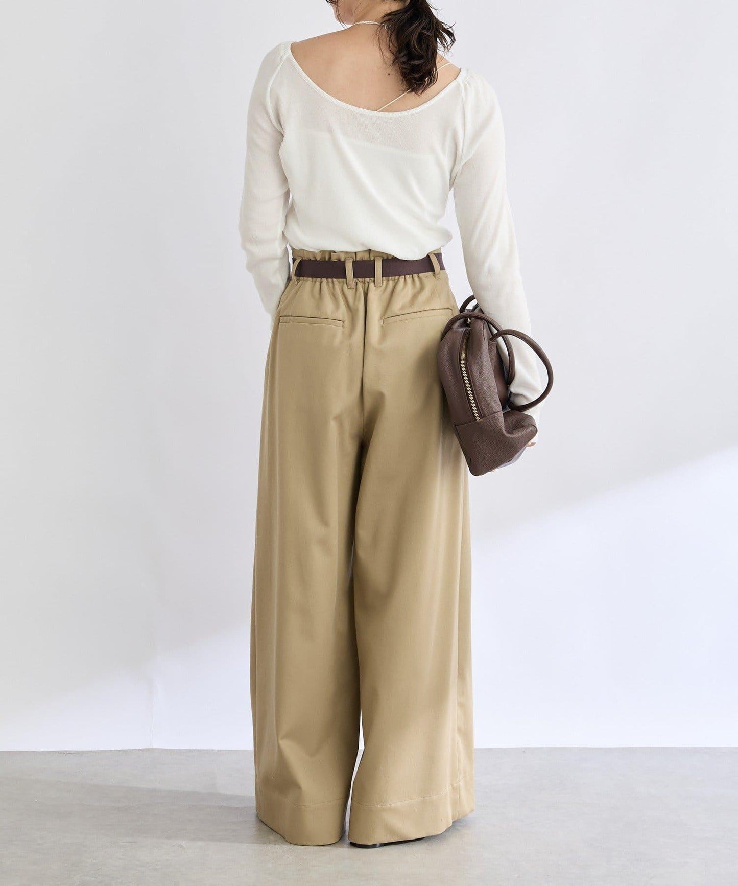 【輕盈感】褶皺工裝寬腿褲