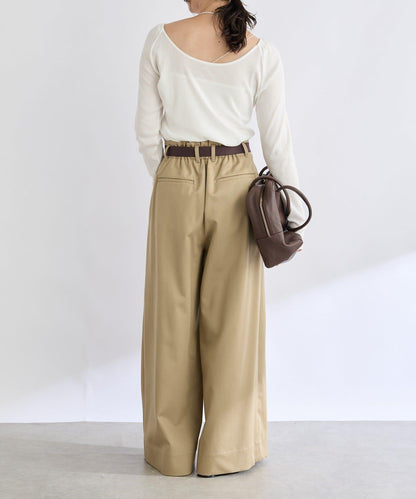 【輕盈感】褶皺工裝寬腿褲
