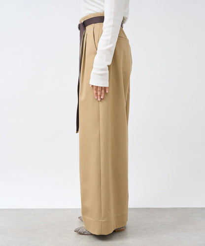 【輕盈感】褶皺工裝寬腿褲