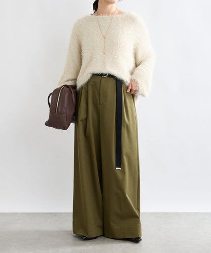 【輕盈感】褶皺工裝寬腿褲