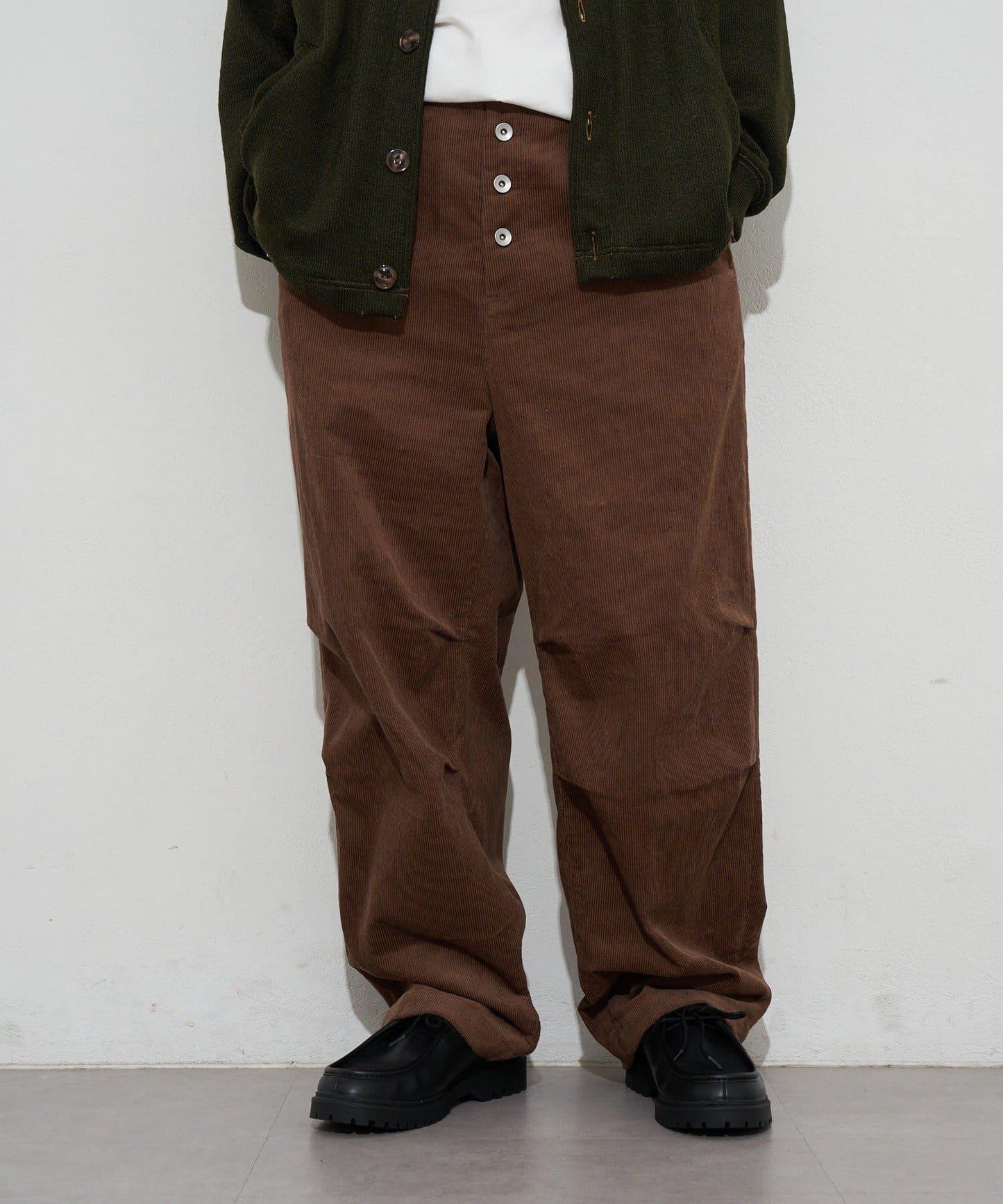 寬鬆燈芯絨闊腿褲