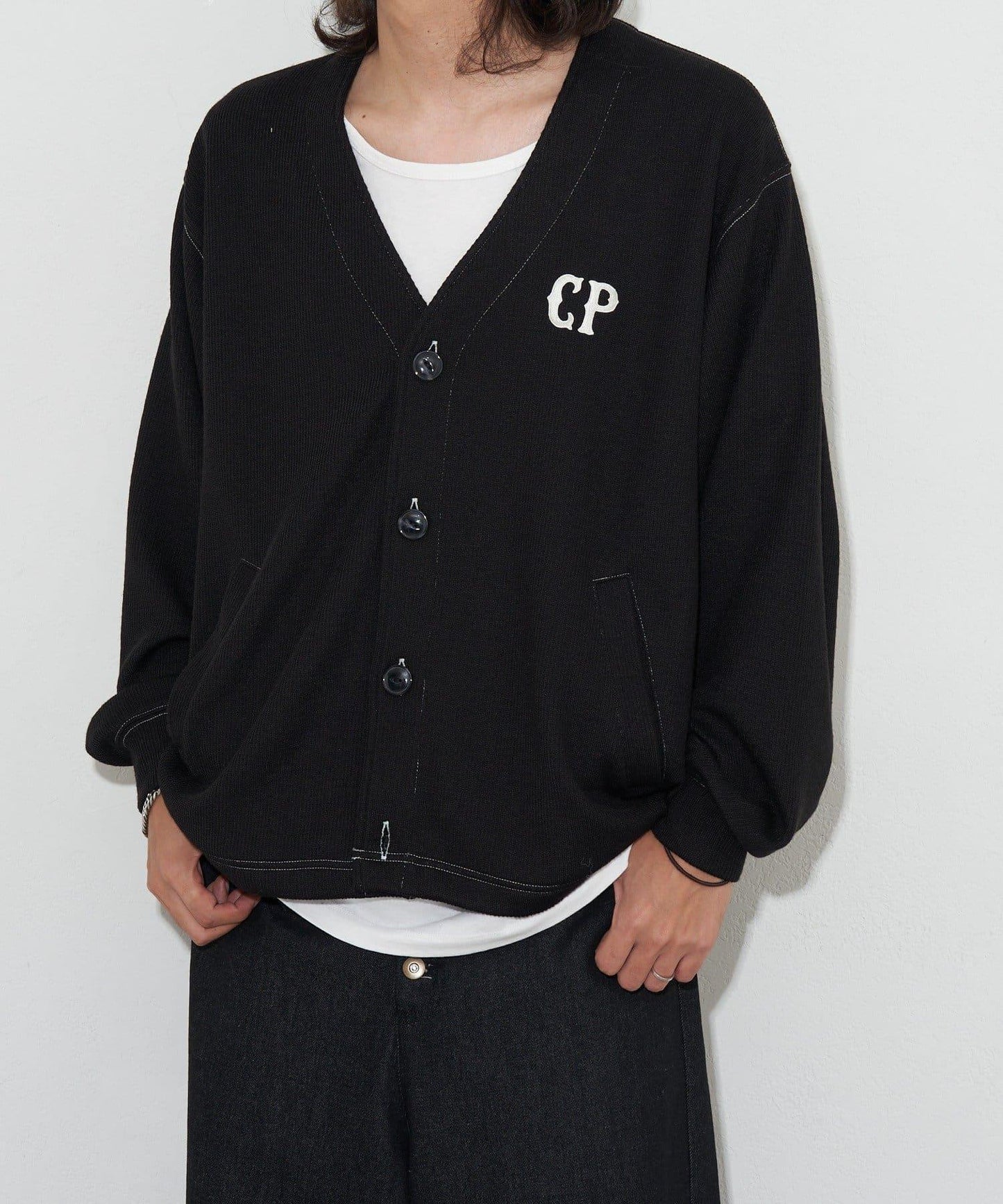 CP標誌縫線開衫