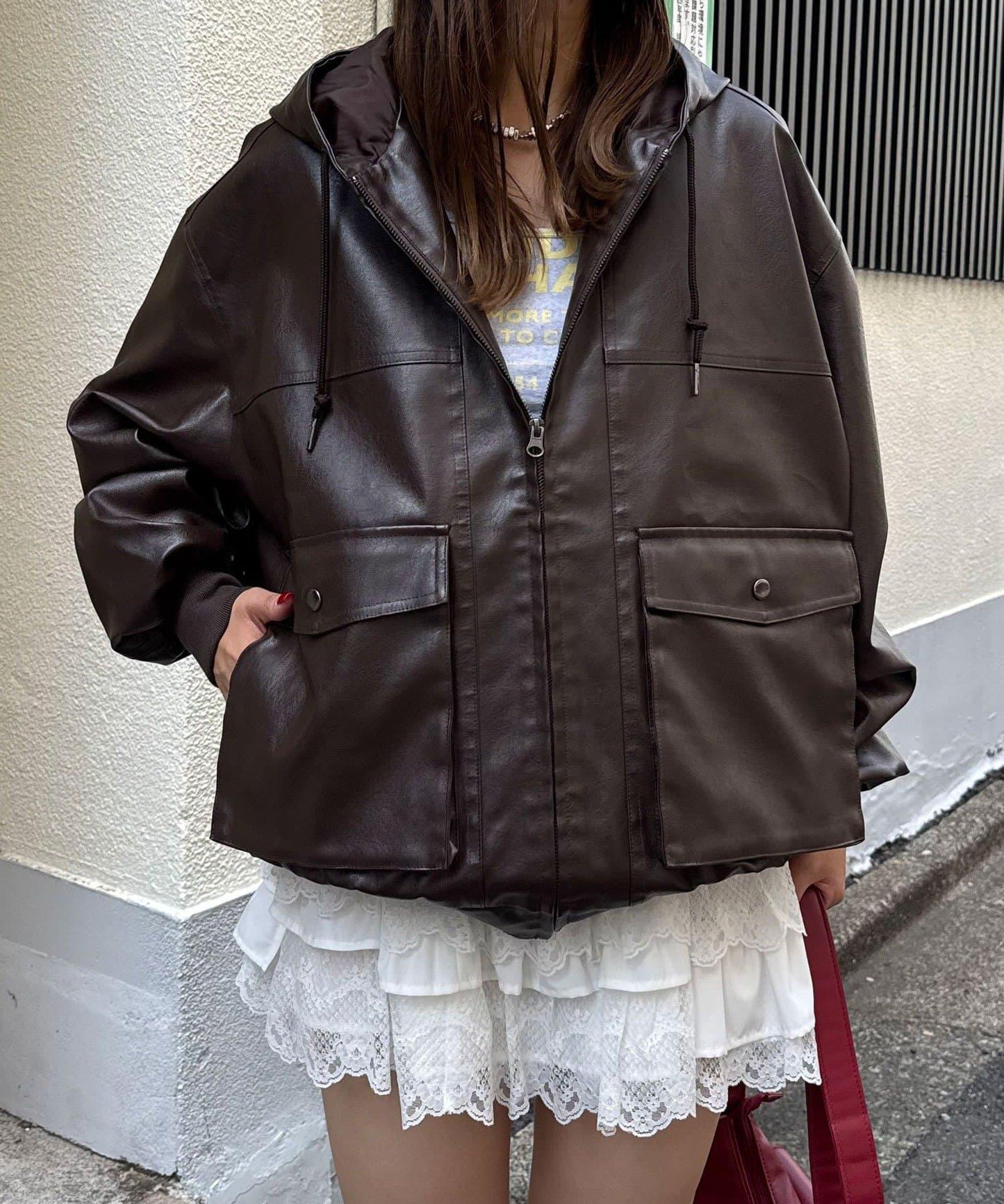 【Ciaopanic】運動風皮革連帽外套