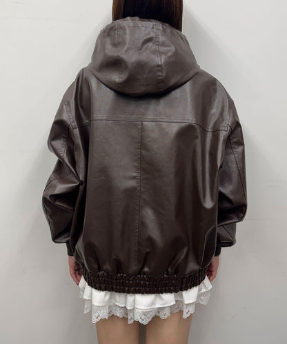 【Ciaopanic】運動風皮革連帽外套