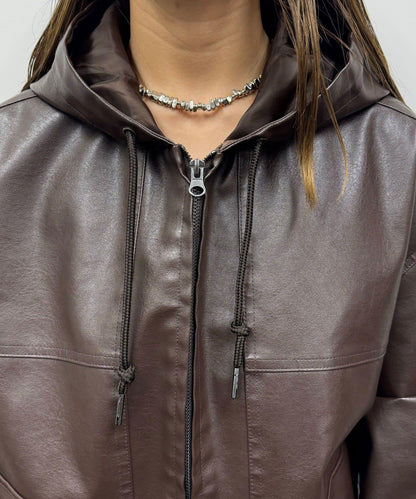 【Ciaopanic】運動風皮革連帽外套