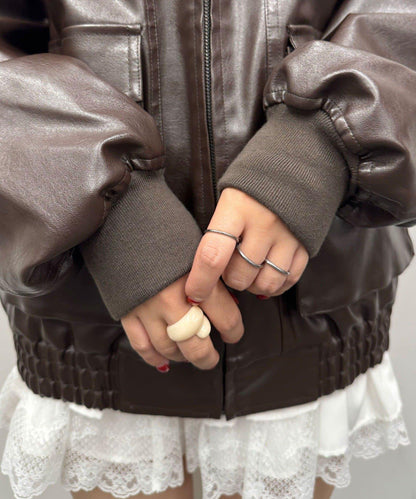 【Ciaopanic】運動風皮革連帽外套