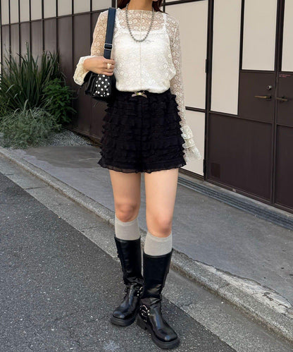 層疊荷葉邊短褲