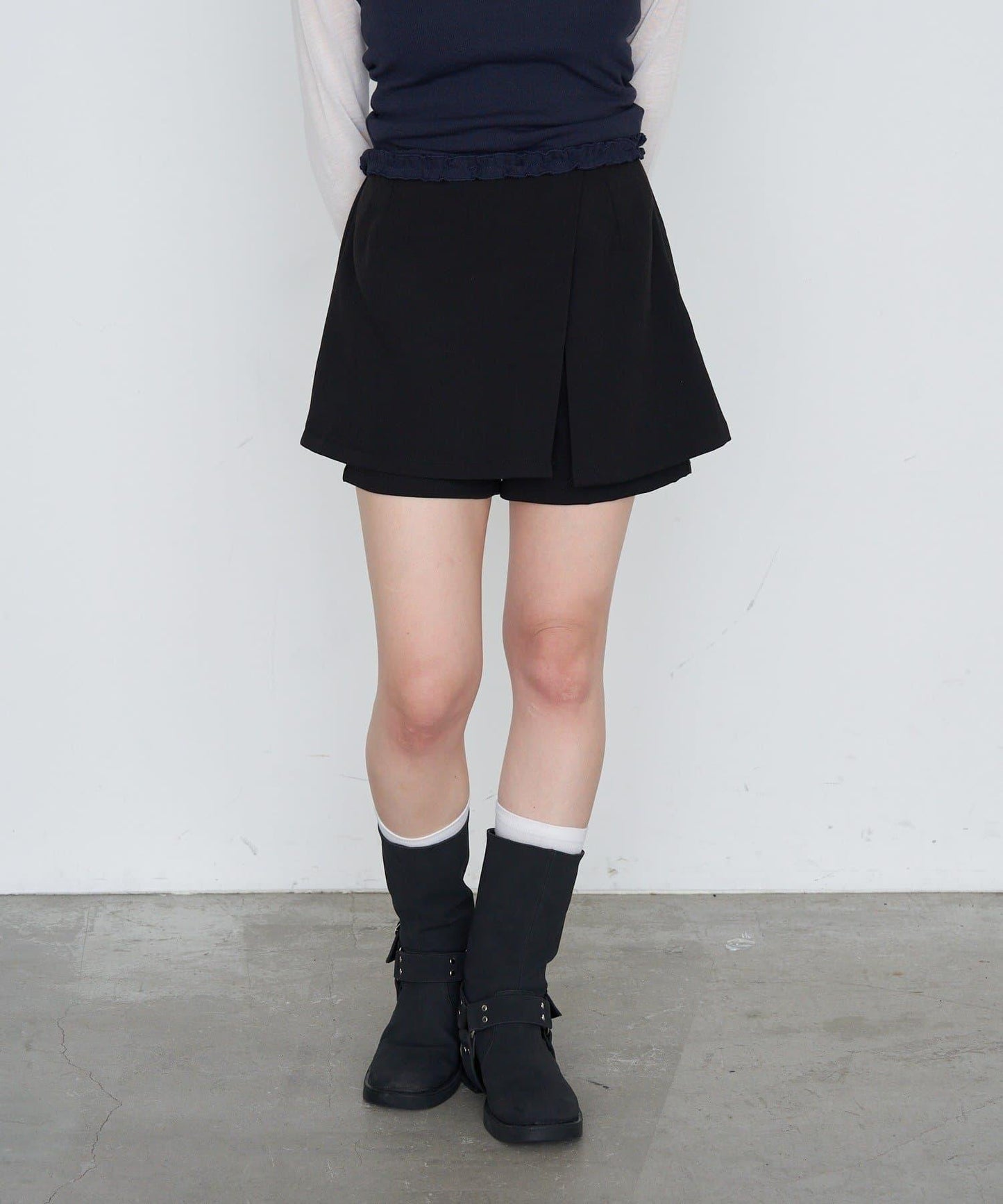 【RAY CASSIN】開衩疊穿半身裙褲