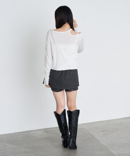 【RAY CASSIN】開衩疊穿半身裙褲