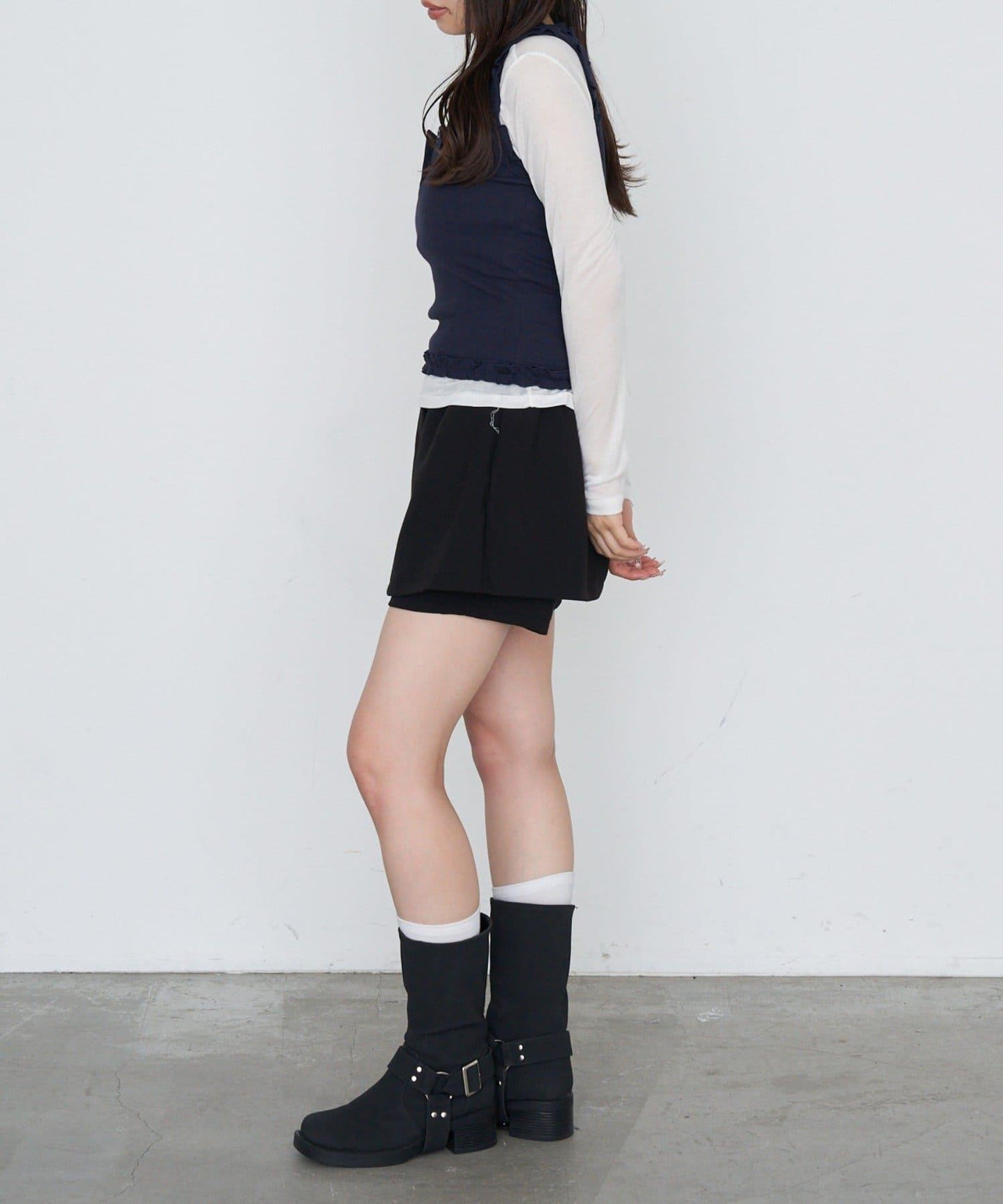 【RAY CASSIN】開衩疊穿半身裙褲