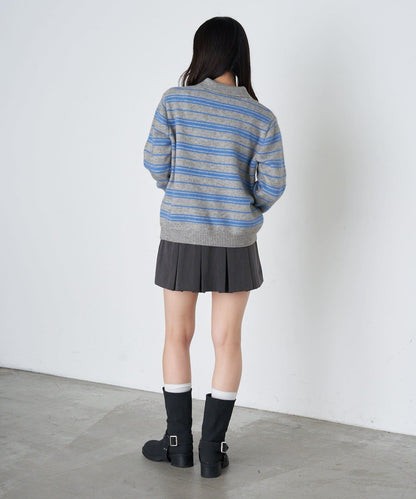 條紋翻領針織衫