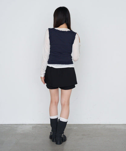 【RAY CASSIN】開衩疊穿半身裙褲