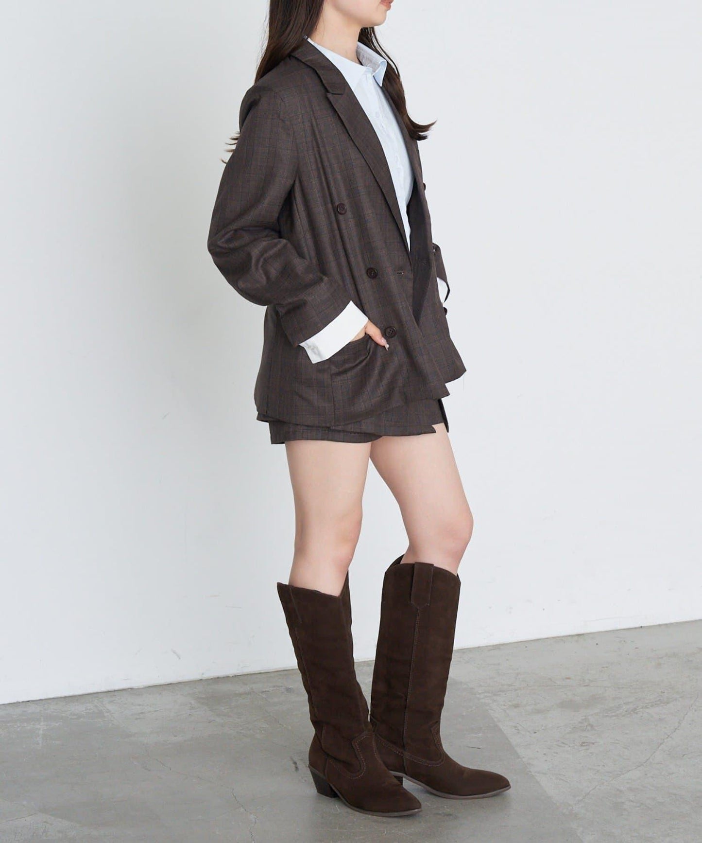 【RAY CASSIN】開衩疊穿半身裙褲