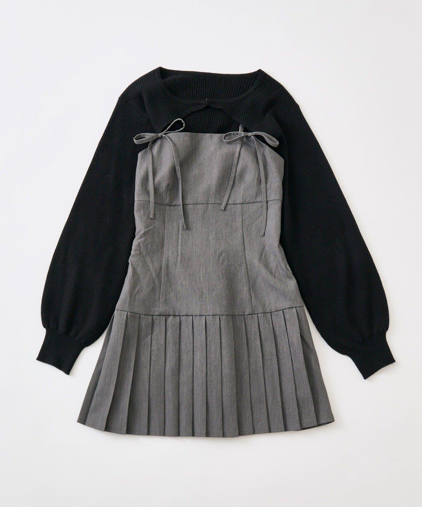 開衫套裝蝴蝶結吊帶連衣裙