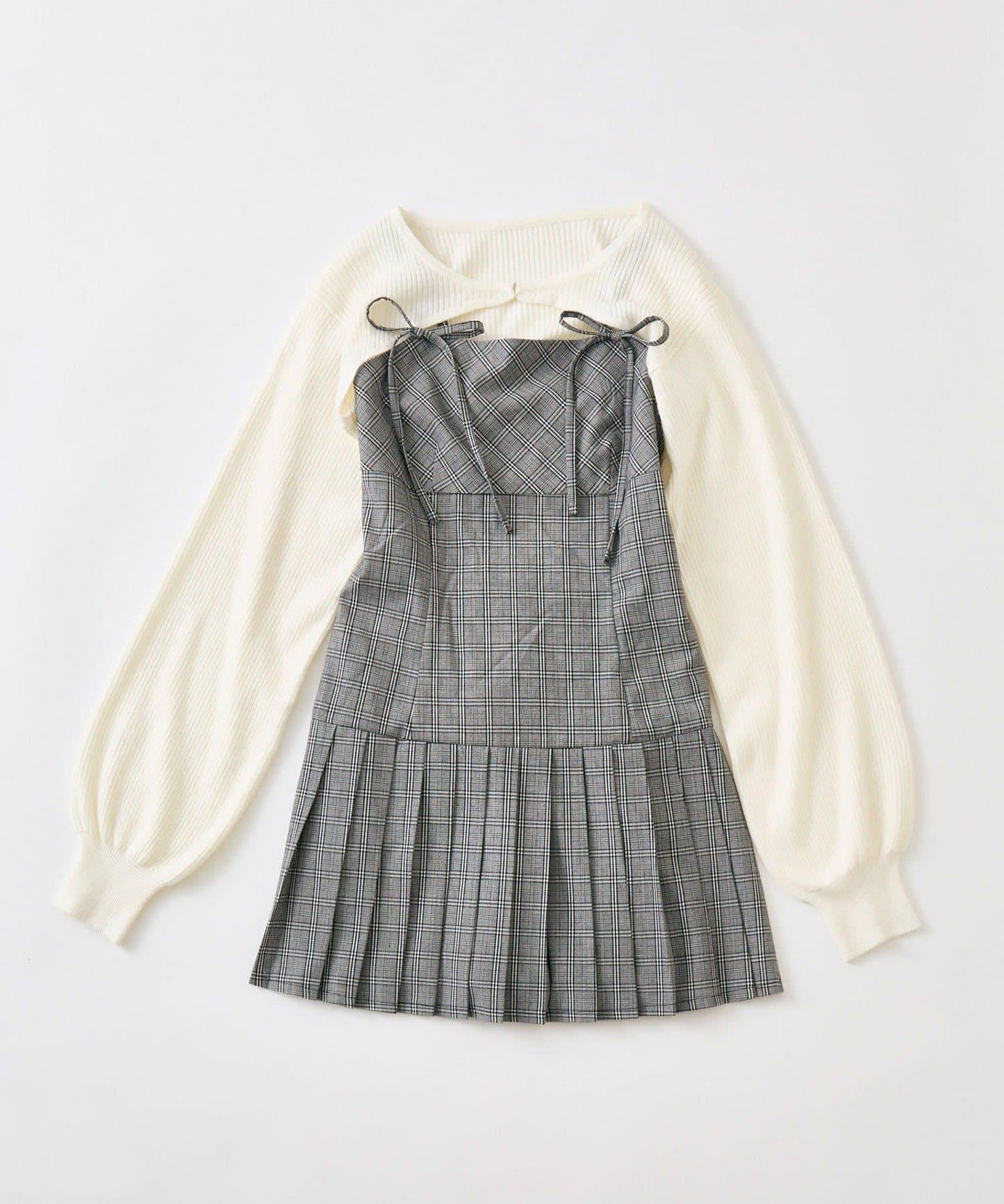 開衫套裝蝴蝶結吊帶連衣裙