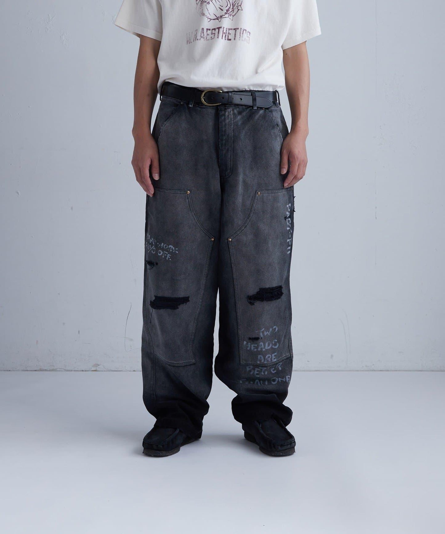 FromVintage 塗鴉鴨子雙膝褲