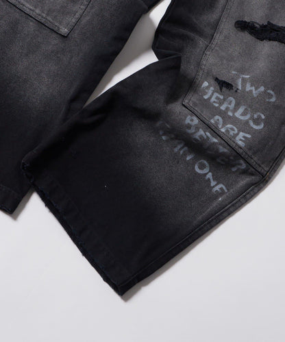 FromVintage 塗鴉鴨子雙膝褲