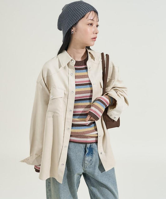 仿皮瑞典風襯衫