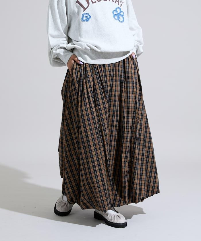 格紋泡泡裙